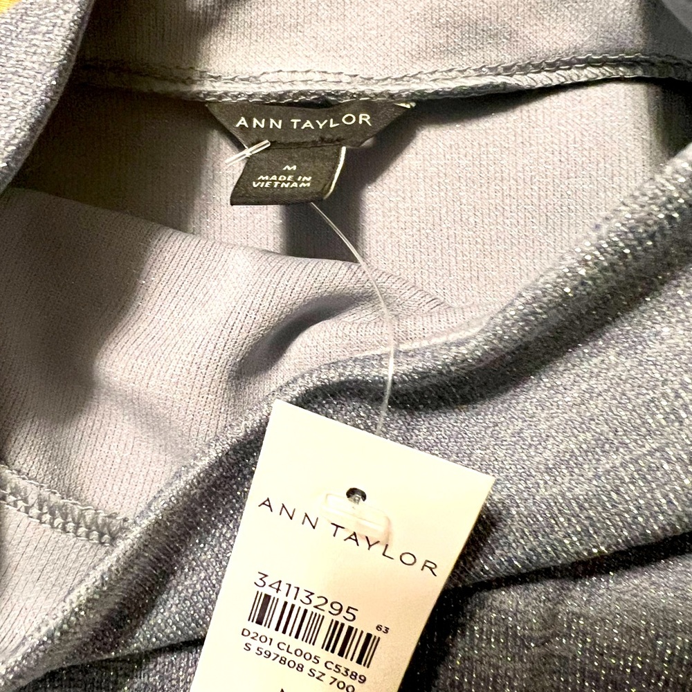 Ann Taylor Mock Turtleneck - gray and silver